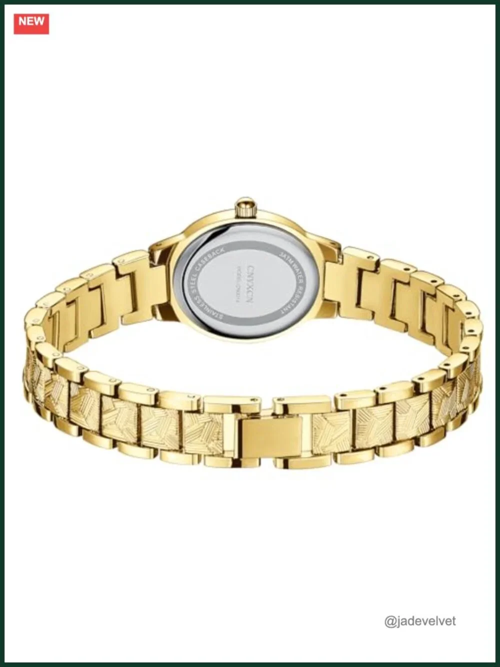 Vintage Gold Oval Case Watch Roman Numeral Dial Bracelet Strap Water Resistant